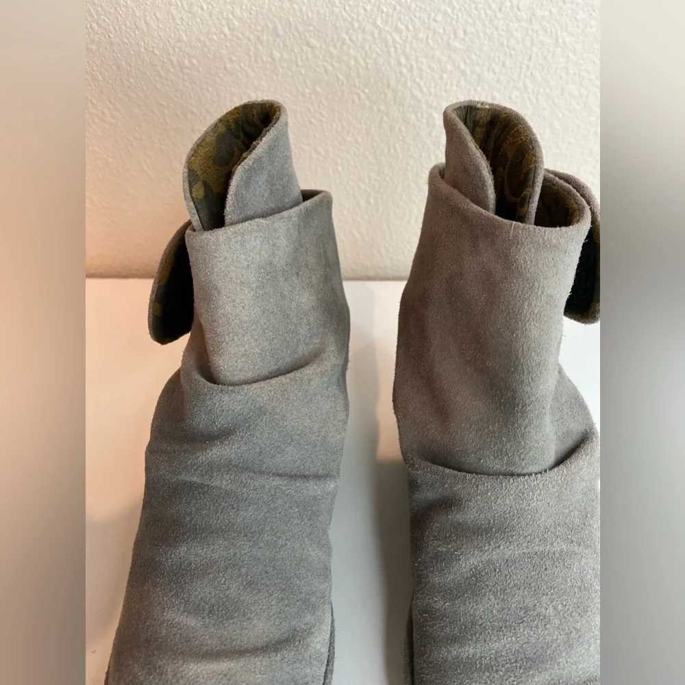 FLY London~Buttery Soft Suede Leather Ruched Ankle Wedge Boots~Size 8-8.5 EU39